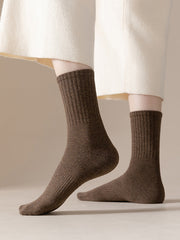 6 Pairs Women Solid Winter Cotton Socks