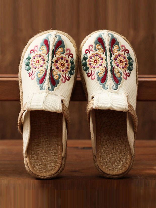 Women Retro Embroidered Casual Floral Shoes