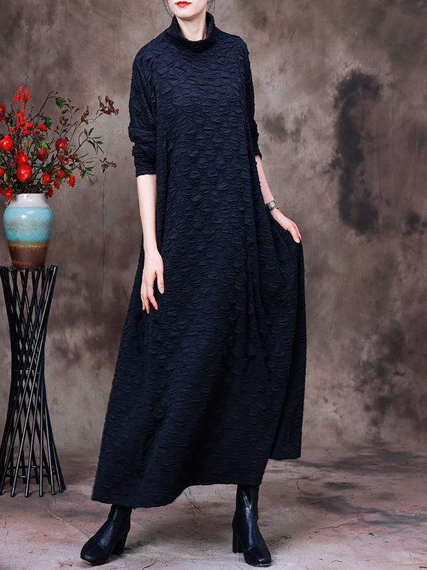 Women Bubble Cotton Turtleneck Dress