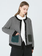 Women Spring Long Sleeve Plaid Button Coat M-2XL