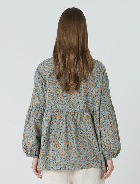 Floral Prints Loose Long Sleeve Spring Women Shirt M-2XL