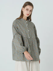 Floral Prints Loose Long Sleeve Spring Women Shirt M-2XL