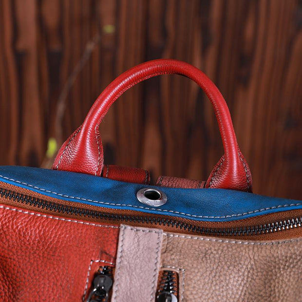 Multicolor Women Leather Zipper Backpack