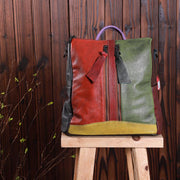 Multicolor Women Leather Zipper Backpack