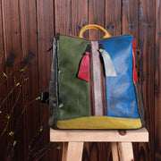 Multicolor Women Leather Zipper Backpack