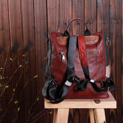 Multicolor Women Leather Zipper Backpack