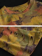 Women Vintage Print Pullover Loose T-Shirt