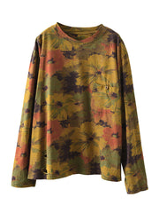 Women Vintage Print Pullover Loose T-Shirt