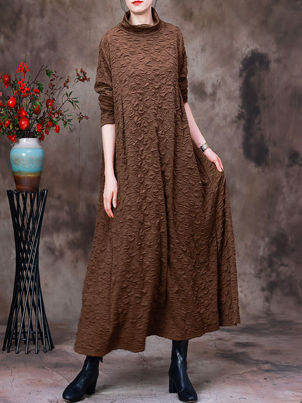 Women Bubble Cotton Turtleneck Dress