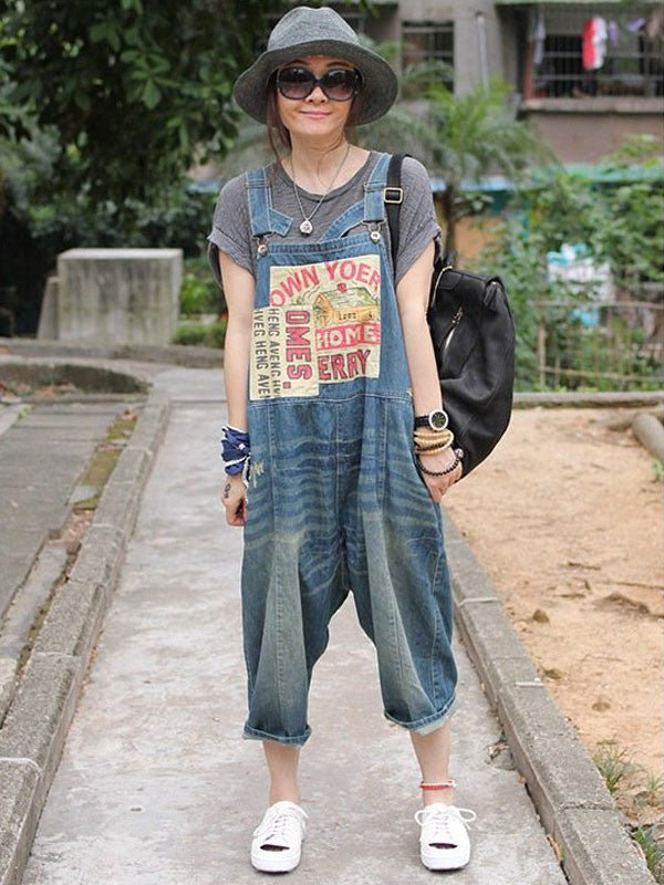 Lässige lockere Jeans-Overalls für Damen