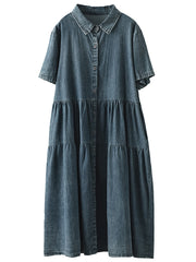 Button Pleated Summer Casual Dress