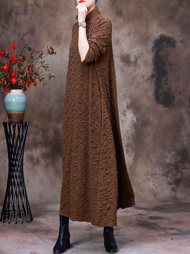 Women Bubble Cotton Turtleneck Dress