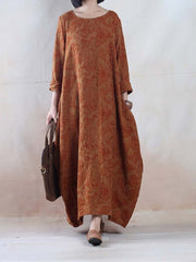 Women Casual Loose Cotton Linen Long Maxi Dress