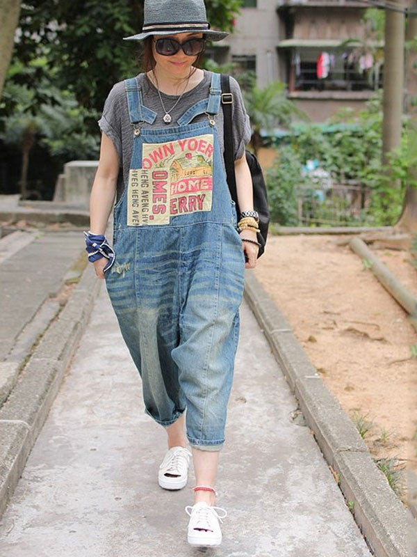 Lässige lockere Jeans-Overalls für Damen