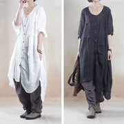 Women Plus Size Linen Summer Irregular Shirt Dress