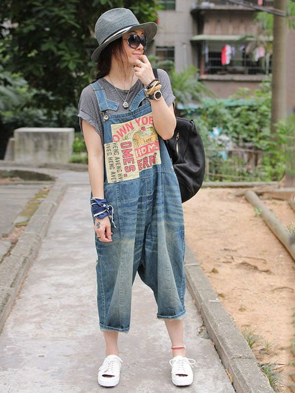 Lässige lockere Jeans-Overalls für Damen