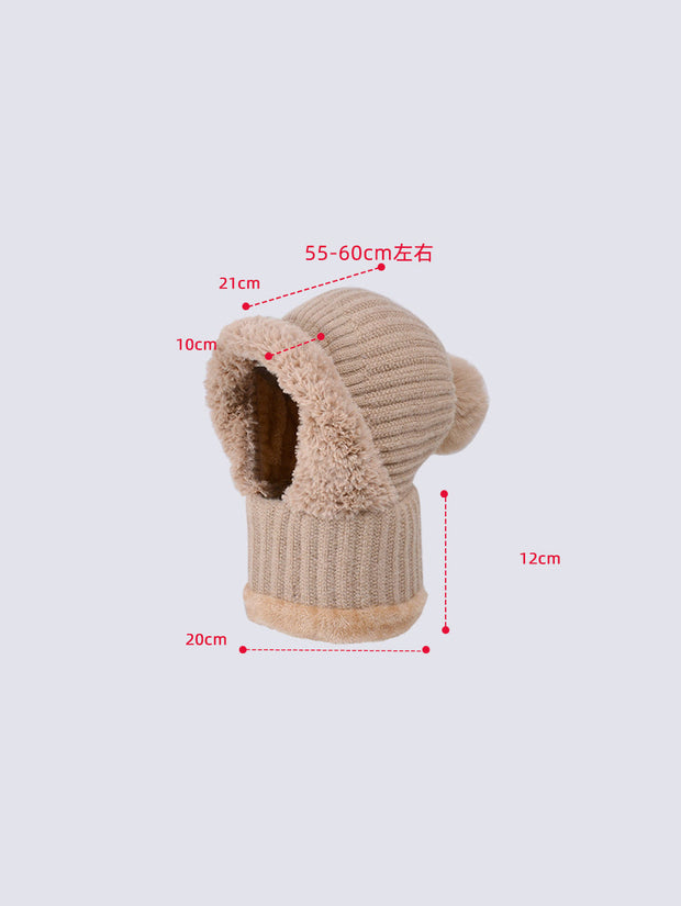 Winter Women Windproof Fleece Knitted Scarf Hat