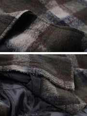 Winter Small Collar Plaid Lattice Cashmere Coat