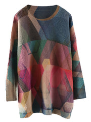 Herbst Geometrie Vintage Frauen lose Pullover 