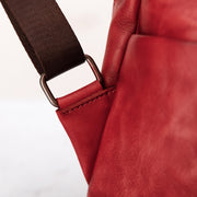 Casual Travel Color Matching Leather Backpack