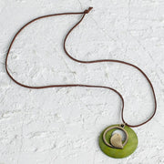 Cute Metal Bird Shape Round Wood Pendant Necklace