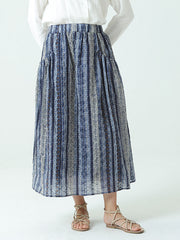Cotton Spring Summer Elastic Waist Loose Skirt