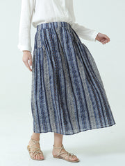 Cotton Spring Summer Elastic Waist Loose Skirt