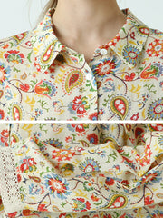 Floral Turndown Collar Long Sleeve Shirt