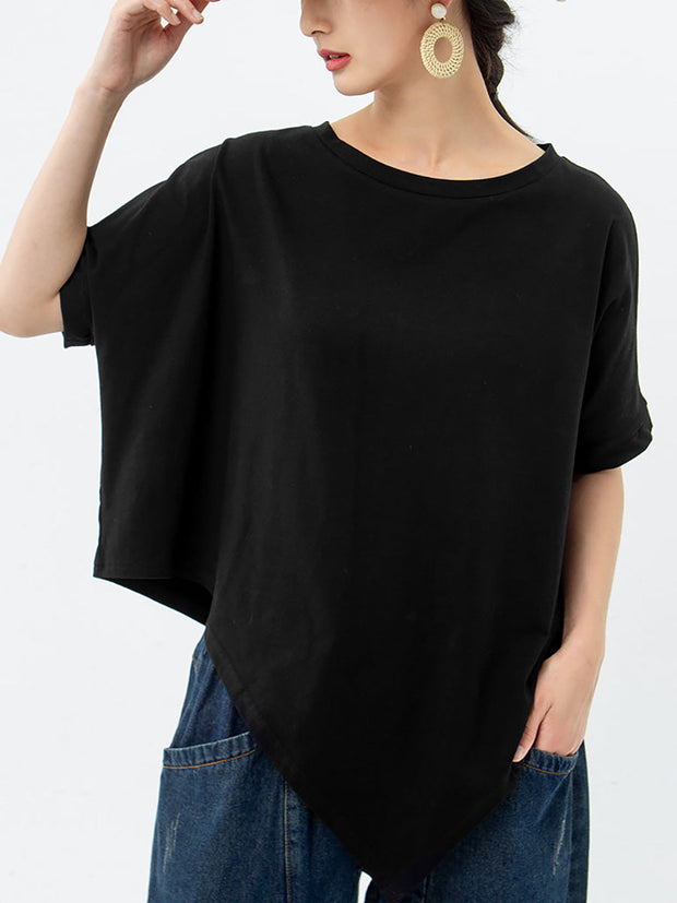 Women Irregular Loose 100% Cotton T-Shirt