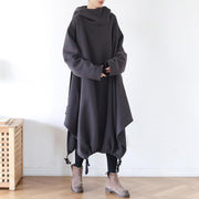 Drawstring Irregular Hem Casual Cotton Dress
