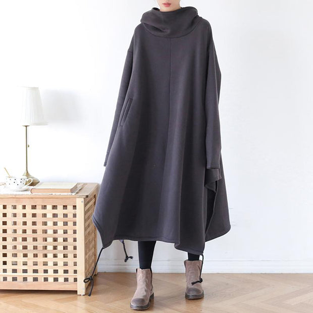Drawstring Irregular Hem Casual Cotton Dress
