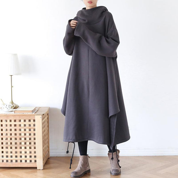 Drawstring Irregular Hem Casual Cotton Dress
