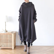 Drawstring Irregular Hem Casual Cotton Dress
