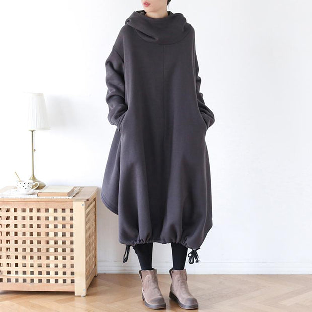 Drawstring Irregular Hem Casual Cotton Dress