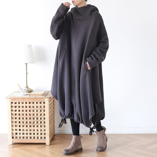 Drawstring Irregular Hem Casual Cotton Dress