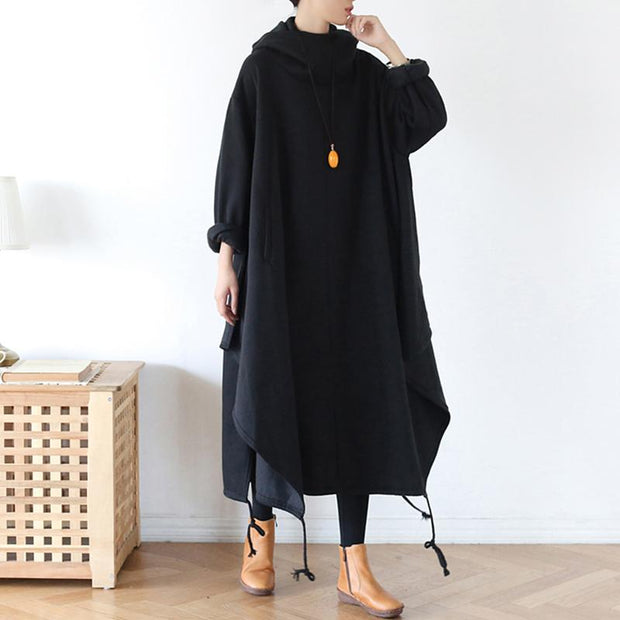 Drawstring Irregular Hem Casual Cotton Dress