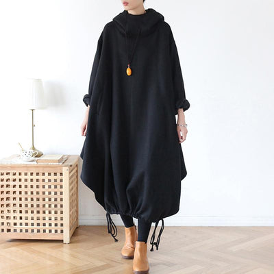 Drawstring Irregular Hem Casual Cotton Dress