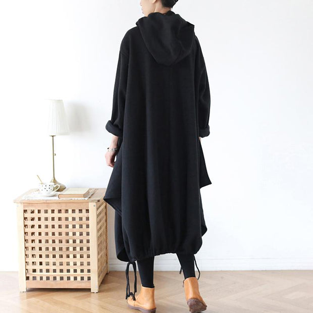 Drawstring Irregular Hem Casual Cotton Dress