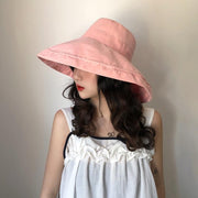 Female Summer Sun Hat Solid Color Foldable Hat