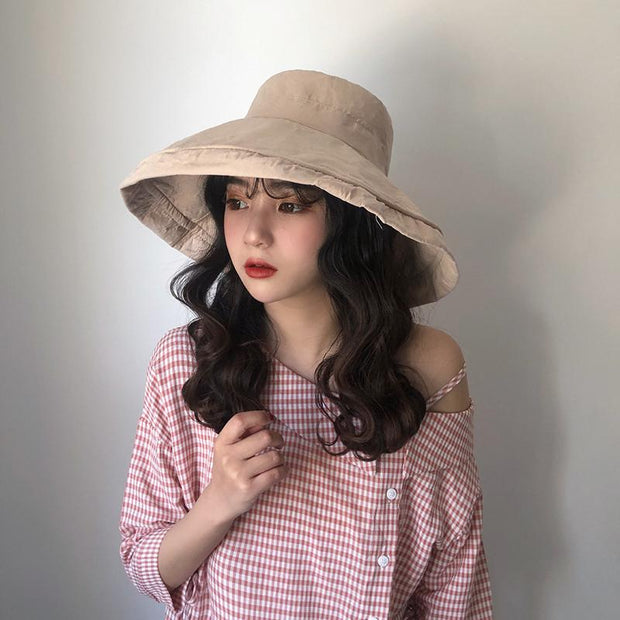 Weiblicher Sommer-Sonnenhut, einfarbig, faltbarer Hut