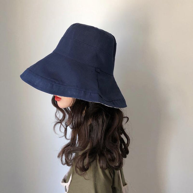 Female Summer Sun Hat Solid Color Foldable Hat