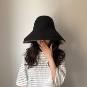 Female Summer Sun Hat Solid Color Foldable Hat