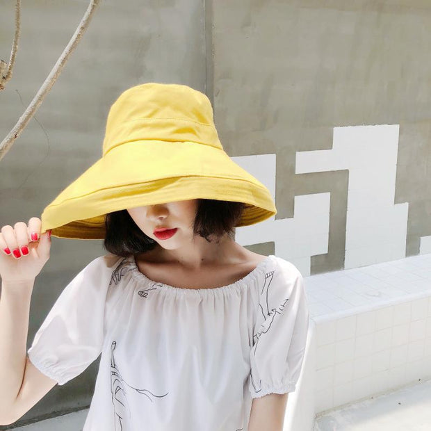 Weiblicher Sommer-Sonnenhut, einfarbig, faltbarer Hut