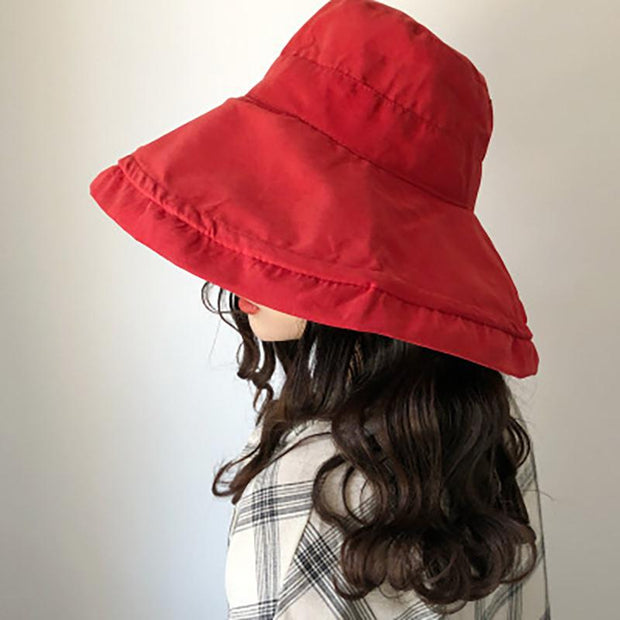 Female Summer Sun Hat Solid Color Foldable Hat