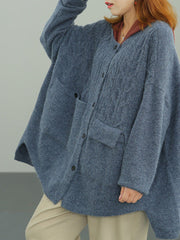 Knitted Irregular Hem Breasted Cardigans Sweater