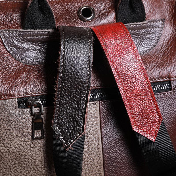 Multicolor Women Leather Zipper Backpack