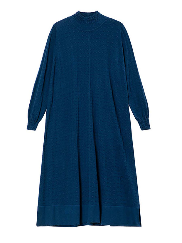Women Winter Knitted Half-high Collar Loose Dress