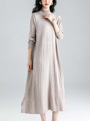 Women Winter Knitted Half-high Collar Loose Dress
