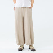 Plus Size Cotton Linen Pocket Pants