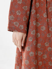 Cotton Vintage Floral Plaid Pocket Long Sleeve Dress
